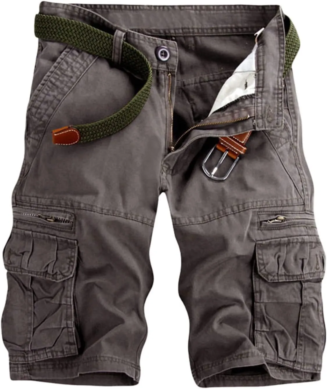 Mens Cargo Shorts Button Zip Athletic Shorts Casual Outdoor Workout Shorts Loose Fit Lightweight Jogger Shorts