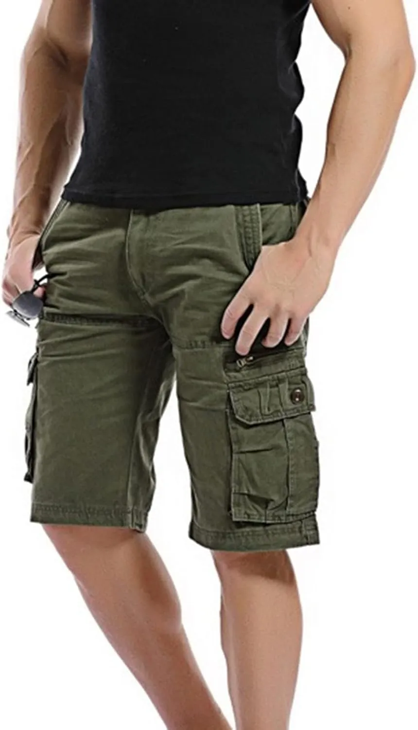 Mens Cargo Shorts Button Zip Athletic Shorts Casual Outdoor Workout Shorts Loose Fit Lightweight Jogger Shorts