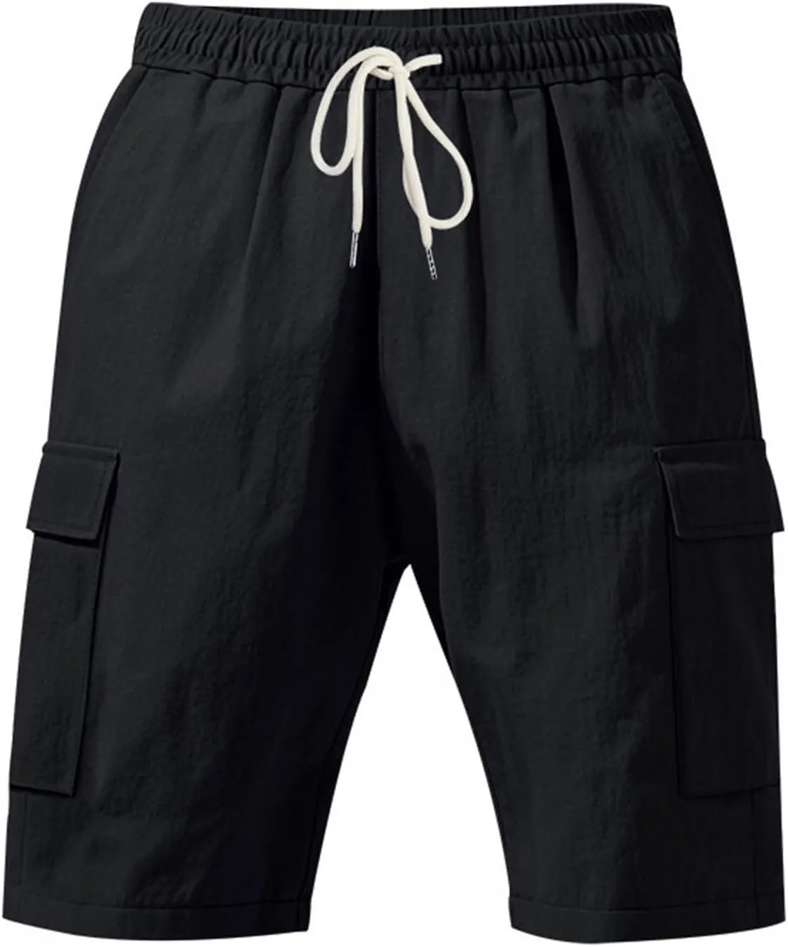 Men's Cargo Shorts Casual Elastic Waist Drawstring Lightweight Summer Beach Shorts