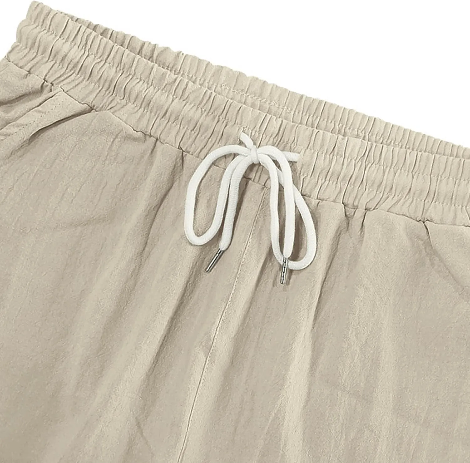 Men's Cargo Shorts Casual Elastic Waist Drawstring Lightweight Summer Beach Shorts