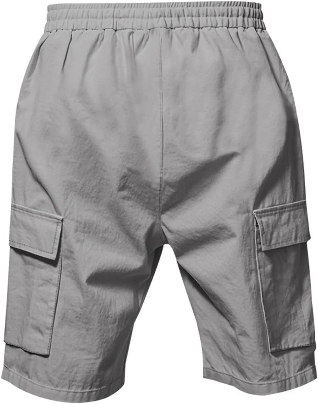 Men's Cargo Shorts Casual Elastic Waist Drawstring Lightweight Summer Beach Shorts