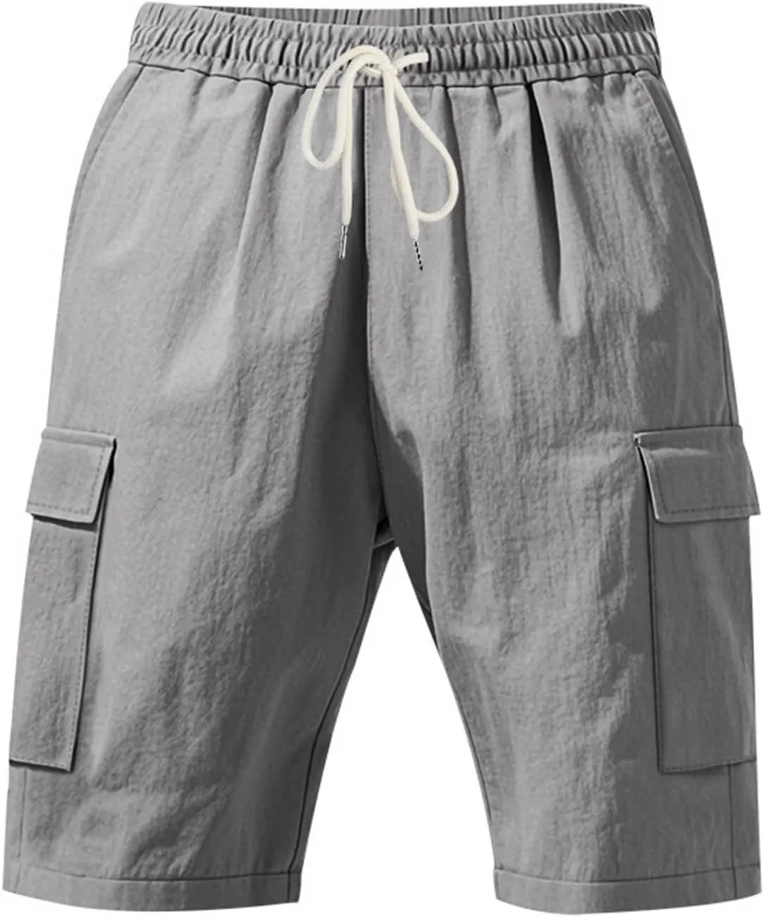 Men's Cargo Shorts Casual Elastic Waist Drawstring Lightweight Summer Beach Shorts