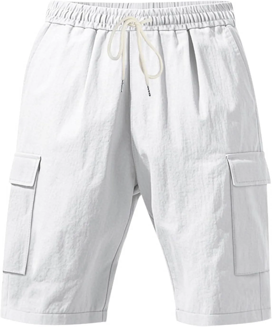 Men's Cargo Shorts Casual Elastic Waist Drawstring Lightweight Summer Beach Shorts