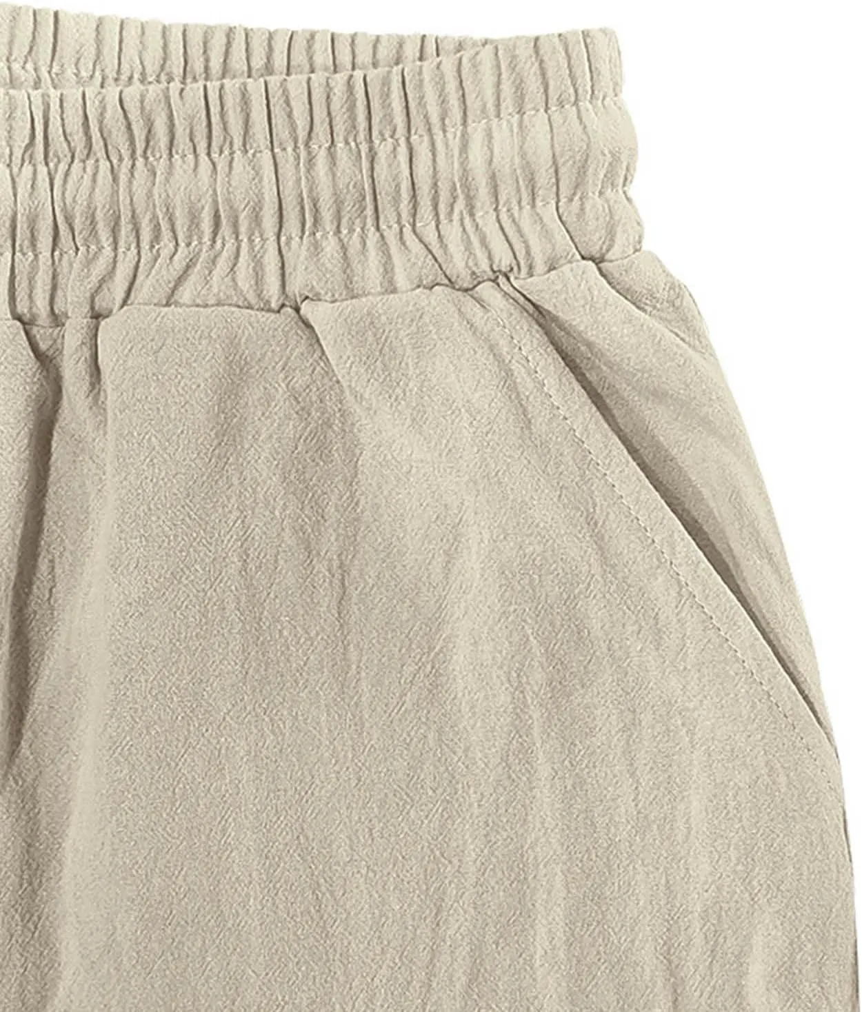 Men's Cargo Shorts Casual Elastic Waist Drawstring Lightweight Summer Beach Shorts