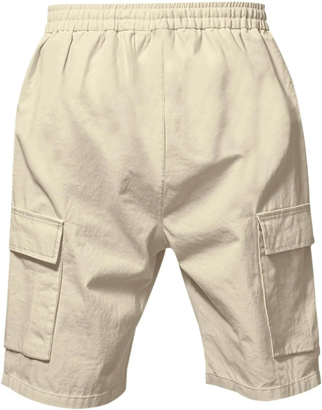 Men's Cargo Shorts Casual Elastic Waist Drawstring Lightweight Summer Beach Shorts