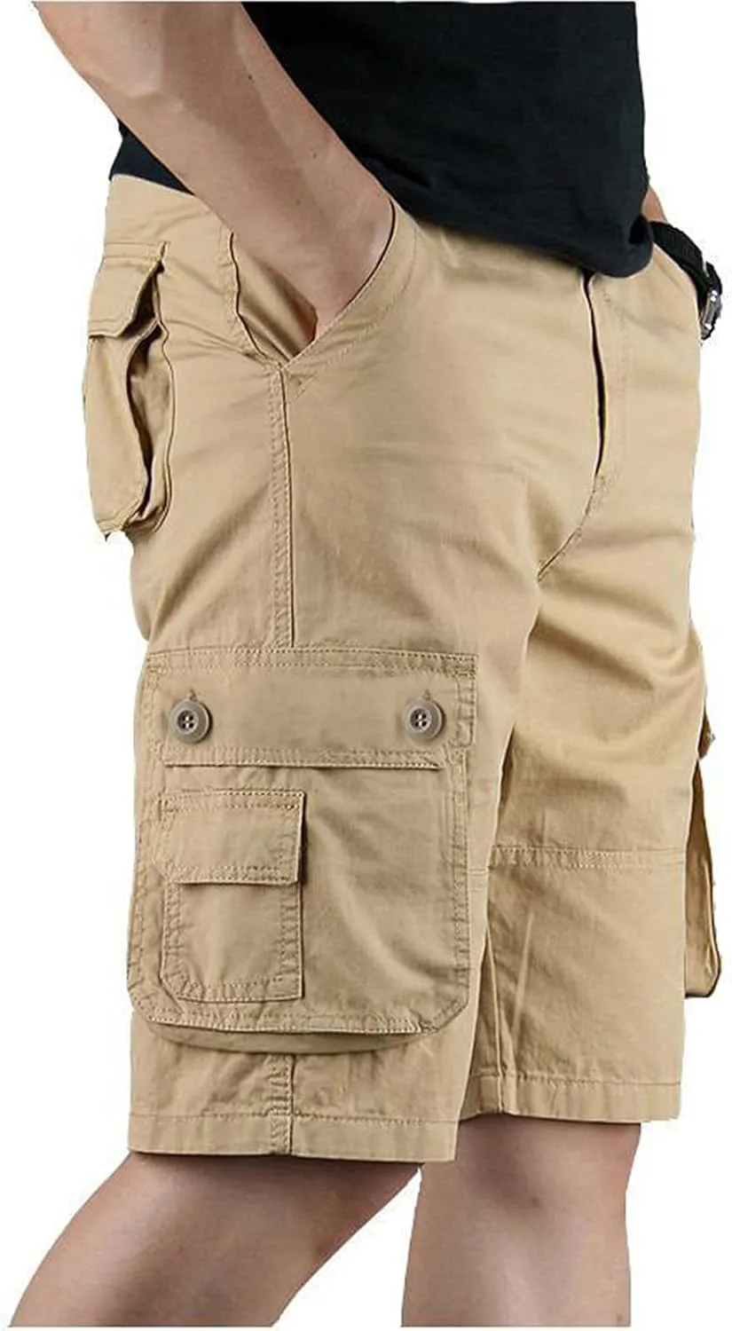Mens Cargo Shorts Cotton Work Shorts with Multi Pocket Casual Workout Shorts Outdoor Hiking Fishing Tactical Shorts