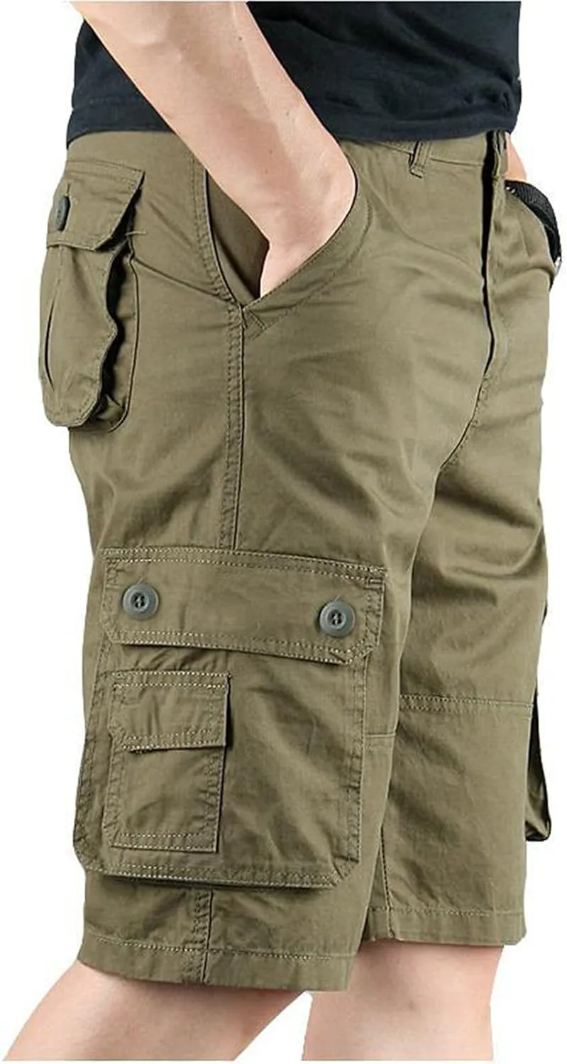 Mens Cargo Shorts Cotton Work Shorts with Multi Pocket Casual Workout Shorts Outdoor Hiking Fishing Tactical Shorts