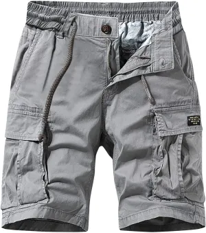 Mens Cargo Shorts Elastic Waist Outdoor Tactical Shorts Lightweight Breathable Athletic Shorts Loose Fit Gym Shorts