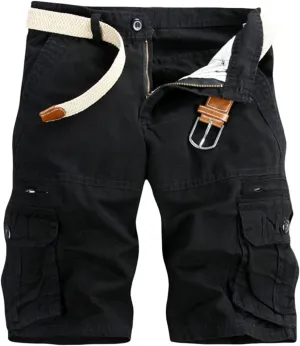 Men's Cargo Shorts Expandable Waist Cargo Pants Stretch Athletic Shorts Casual Workout Shorts Loose Lounge Shorts