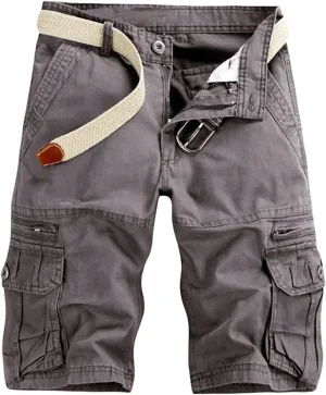 Men's Cargo Shorts Expandable Waist Cargo Pants Stretch Athletic Shorts Casual Workout Shorts Loose Lounge Shorts