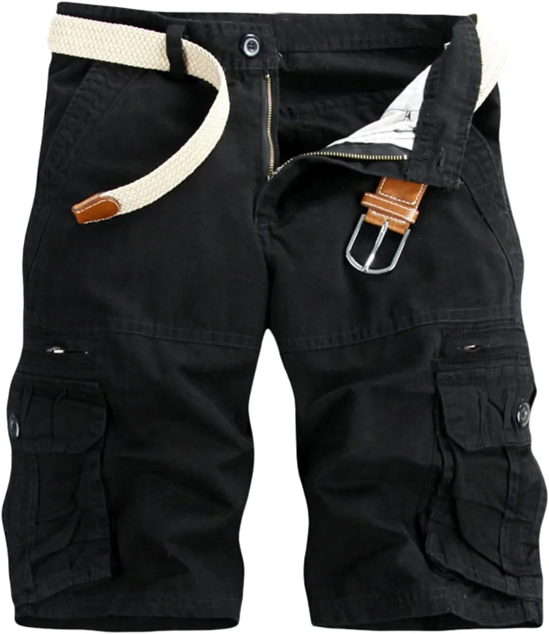 Men's Cargo Shorts Expandable Waist Cargo Pants Stretch Athletic Shorts Casual Workout Shorts Loose Lounge Shorts