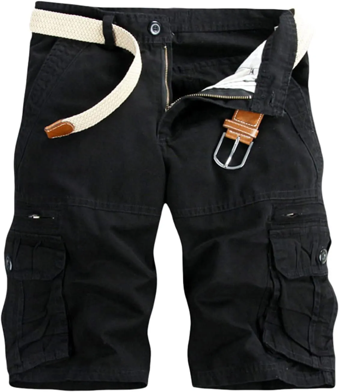 Men's Cargo Shorts Expandable Waist Cargo Pants Stretch Athletic Shorts Casual Workout Shorts Loose Lounge Shorts