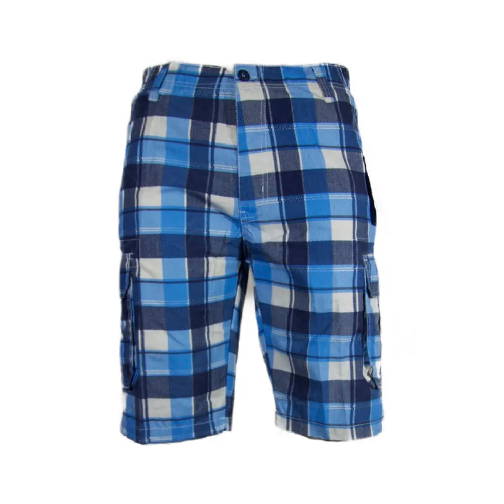 Men's Cargo Shorts Plaid Checkered Multi Pocket Casual Lightweight Button Shorts