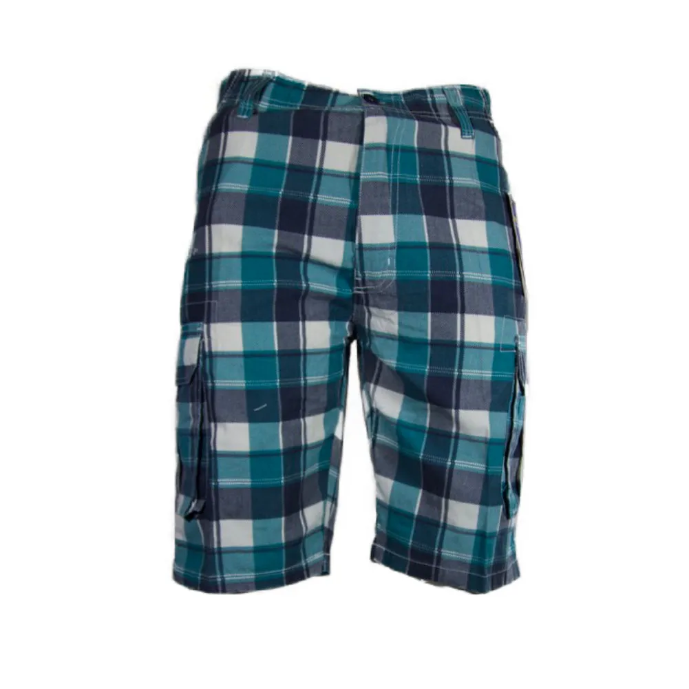 Men's Cargo Shorts Plaid Checkered Multi Pocket Casual Lightweight Button Shorts