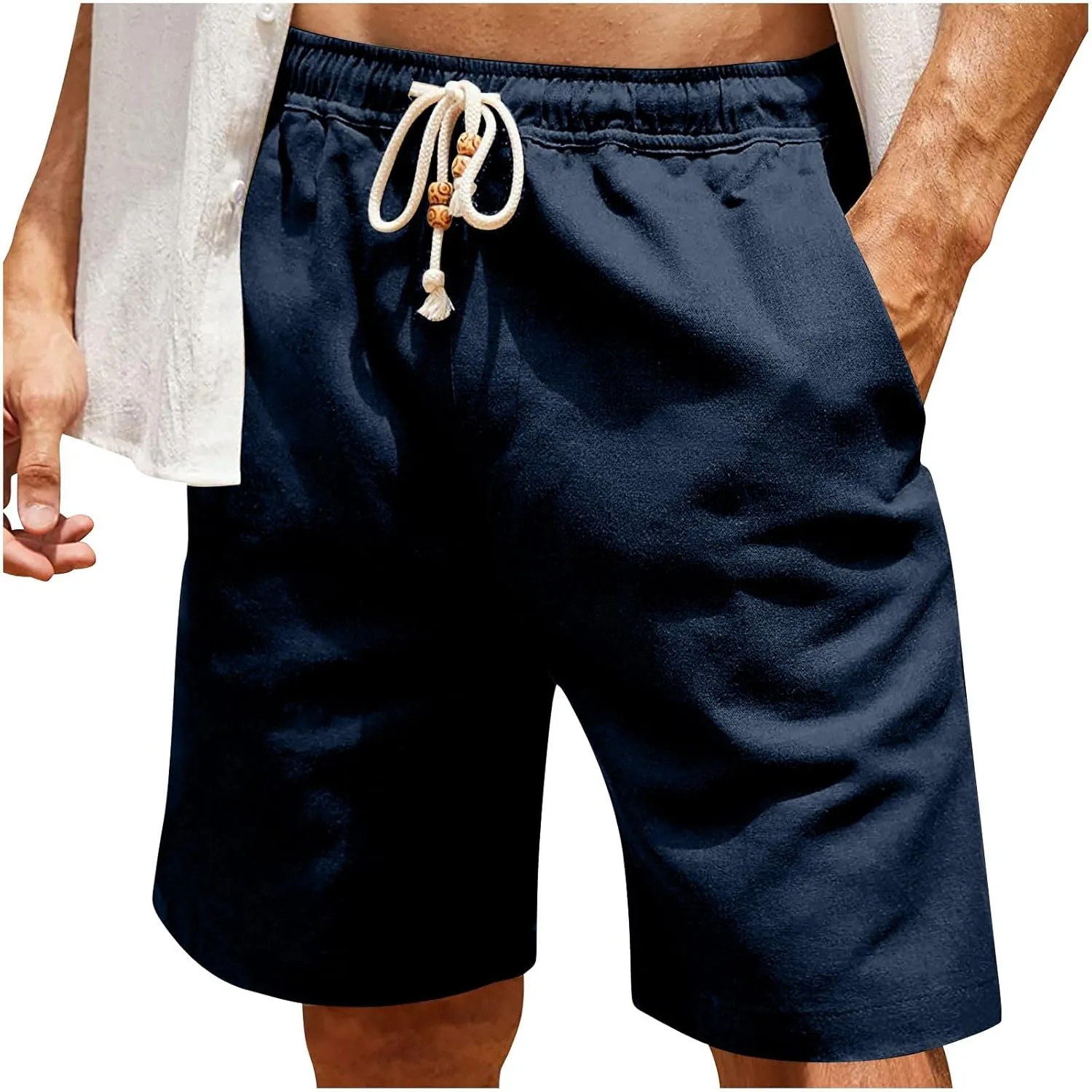 Men's Casual Drawstring Shorts Lightweight Elastic Waist Walking Shorts with Pockets