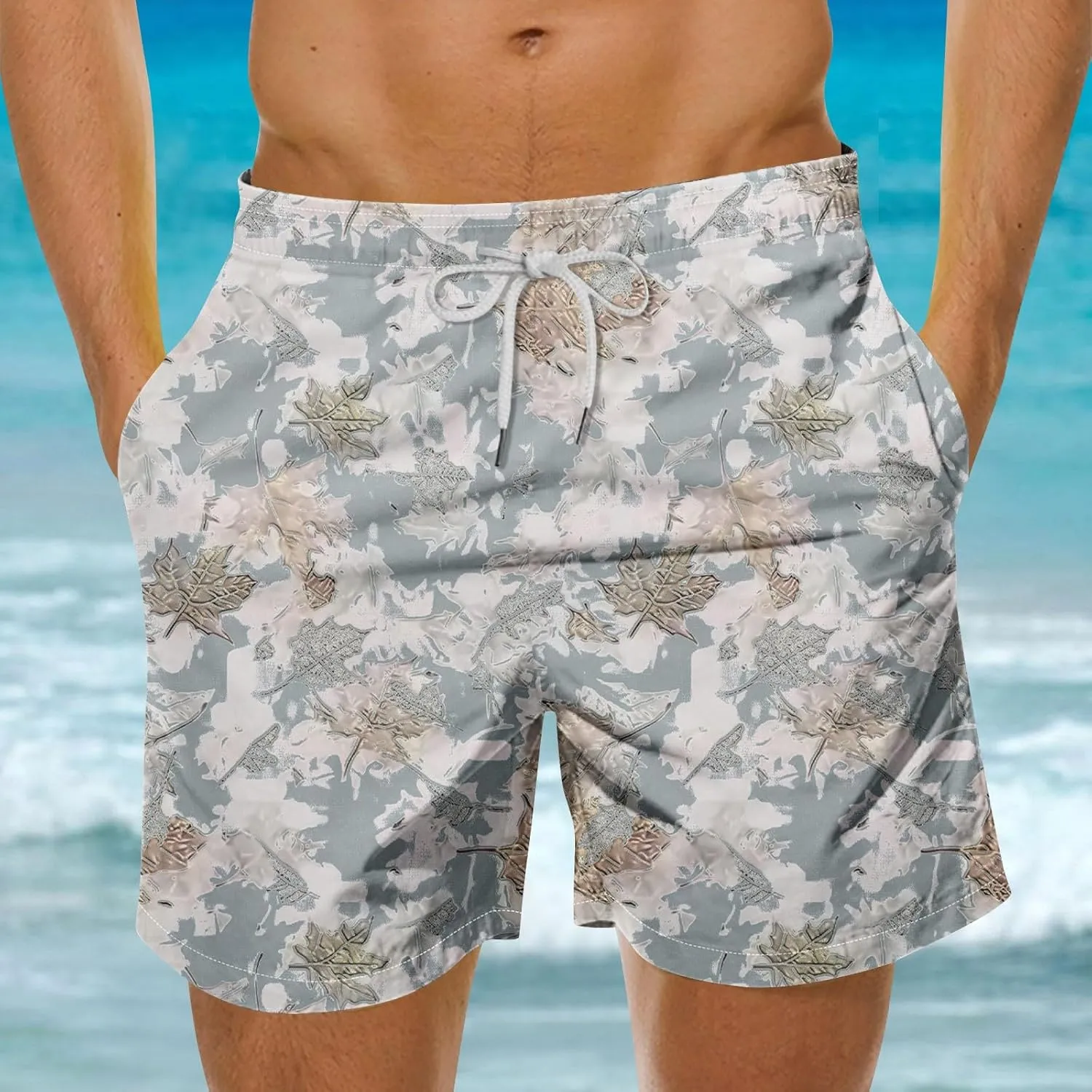 Mens Casual Linen Shorts Linen Beach Shorts Mens Linen Drawstring Shorts,Summer Linen Beach Shorts with Pockets