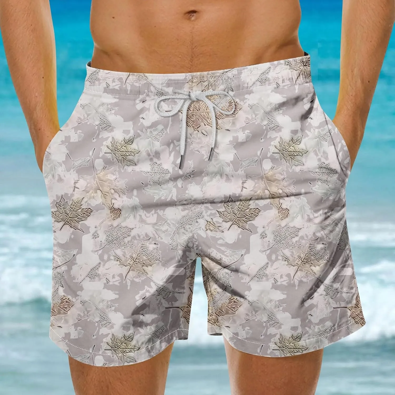 Mens Casual Linen Shorts Linen Beach Shorts Mens Linen Drawstring Shorts,Summer Linen Beach Shorts with Pockets