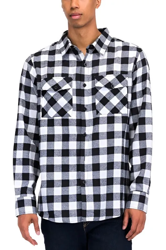 Mens Checkered Shirts Flannel Long Sleeve