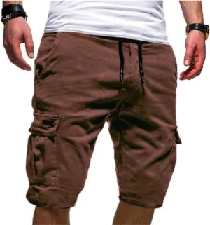 Men's Classic Cargo Shorts, Elastic Waist Loose Lightweight Work Shorts Outdoor Hiking Athletic Shorts with Pockets