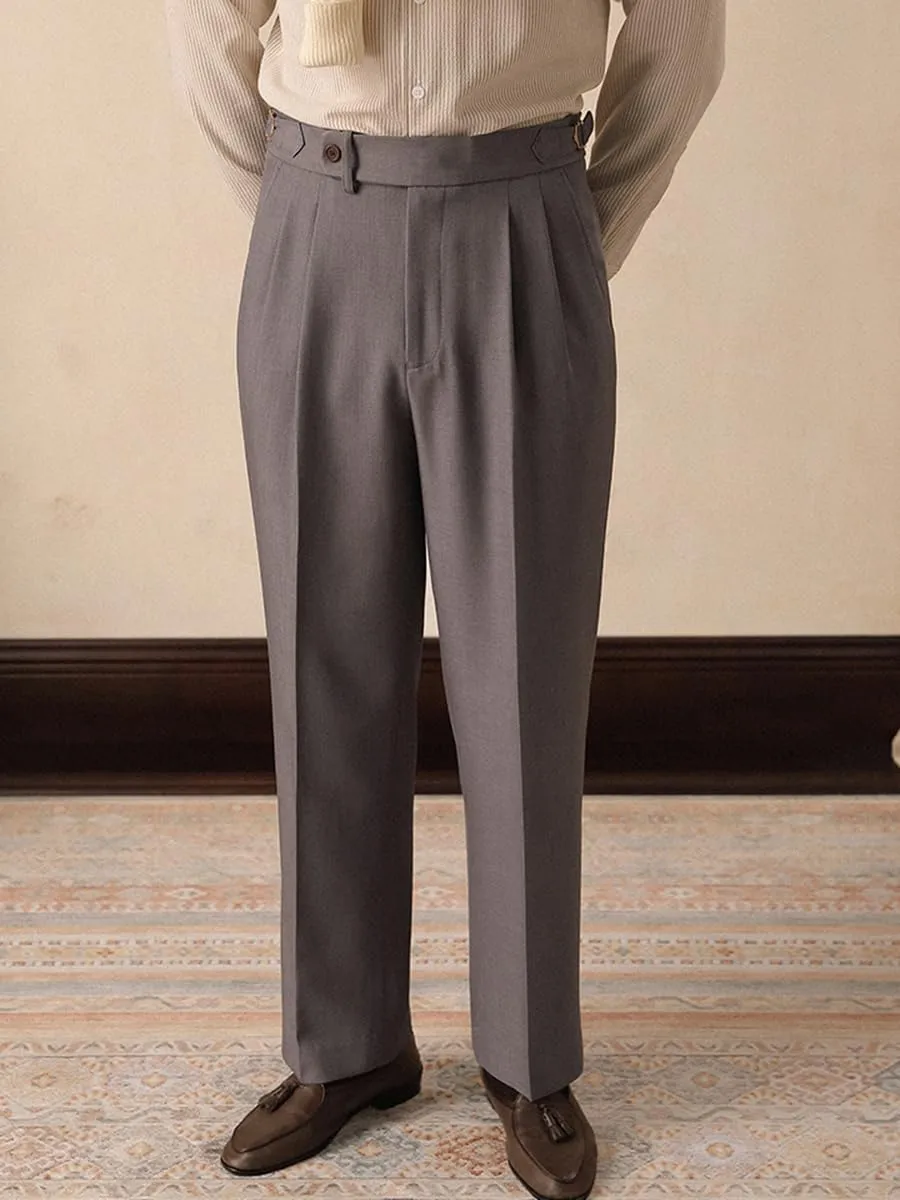 Men's Classic Slim Fit Dress Pants Straight Formal Pants Elastic Waist Suit Pants