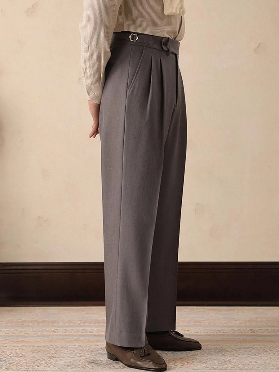 Men's Classic Slim Fit Dress Pants Straight Formal Pants Elastic Waist Suit Pants
