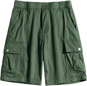 Mens Elastic Waist Cargo Shorts Pocket Relaxed Fit Stretch Lightweight Camo Cargo Shorts for Men Utility Elastic Waist Shorts