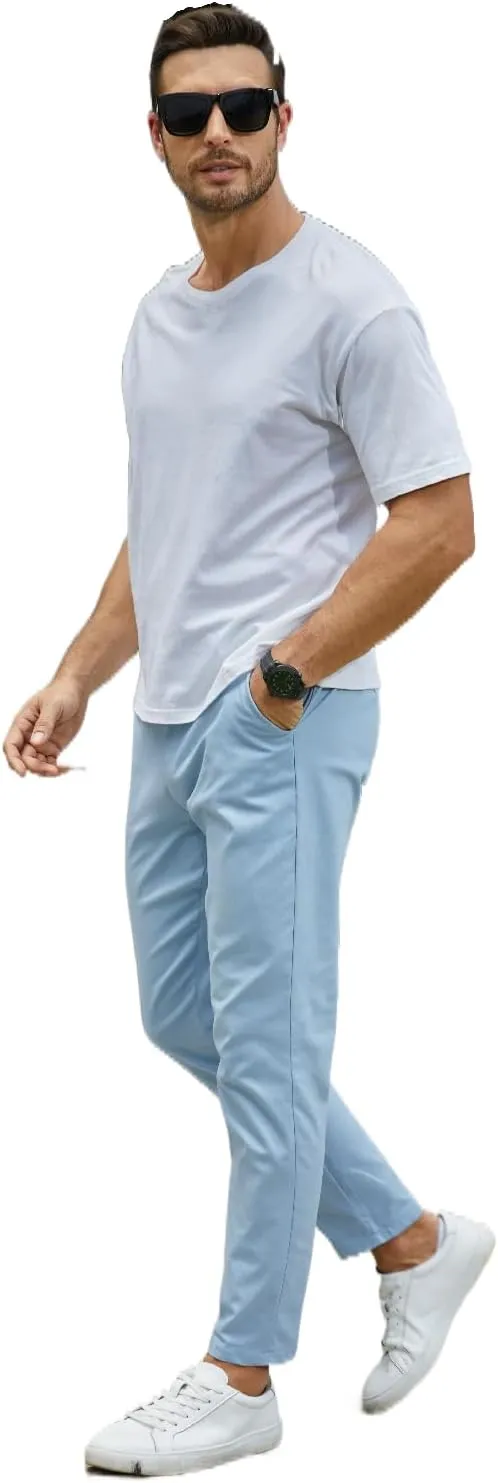 Mens Fashion Slim Fit Dress Pants Business Casual Skinny Stretch Pants Golf Pants