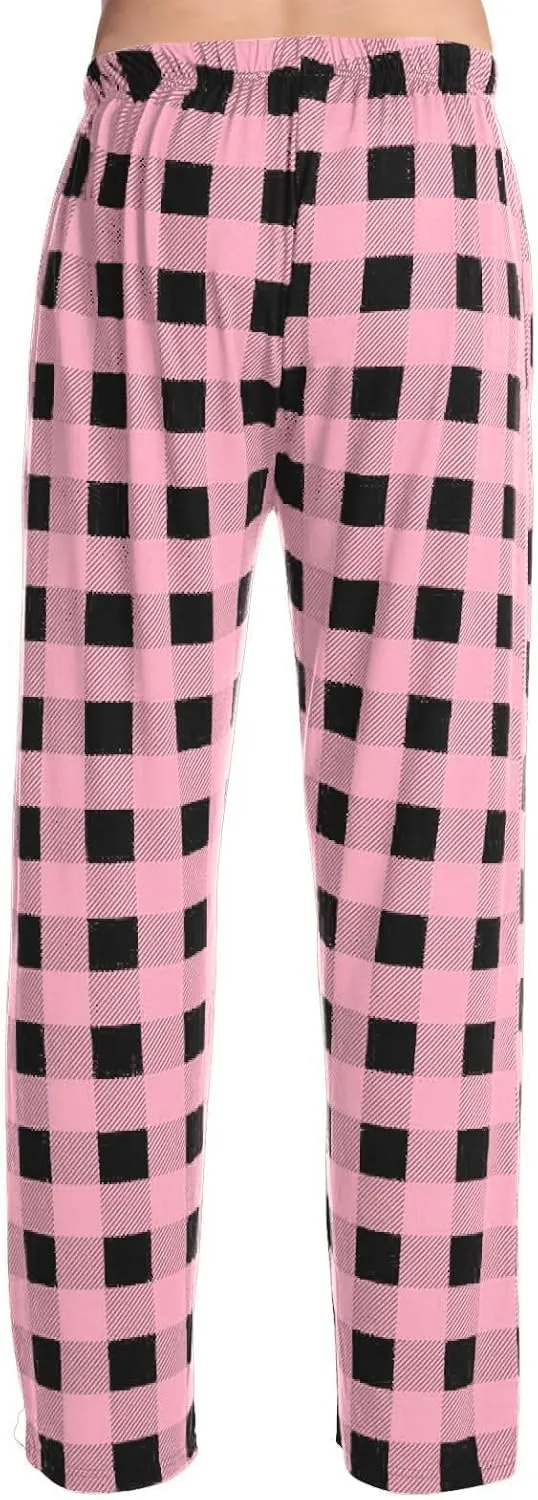 Mens Flannel Plaid Pajama Pants,Casual Loose Wide Leg Sleep Lounge Long Pants Comfy Soft Trousers with Pockets