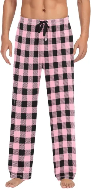 Mens Flannel Plaid Pajama Pants,Casual Loose Wide Leg Sleep Lounge Long Pants Comfy Soft Trousers with Pockets