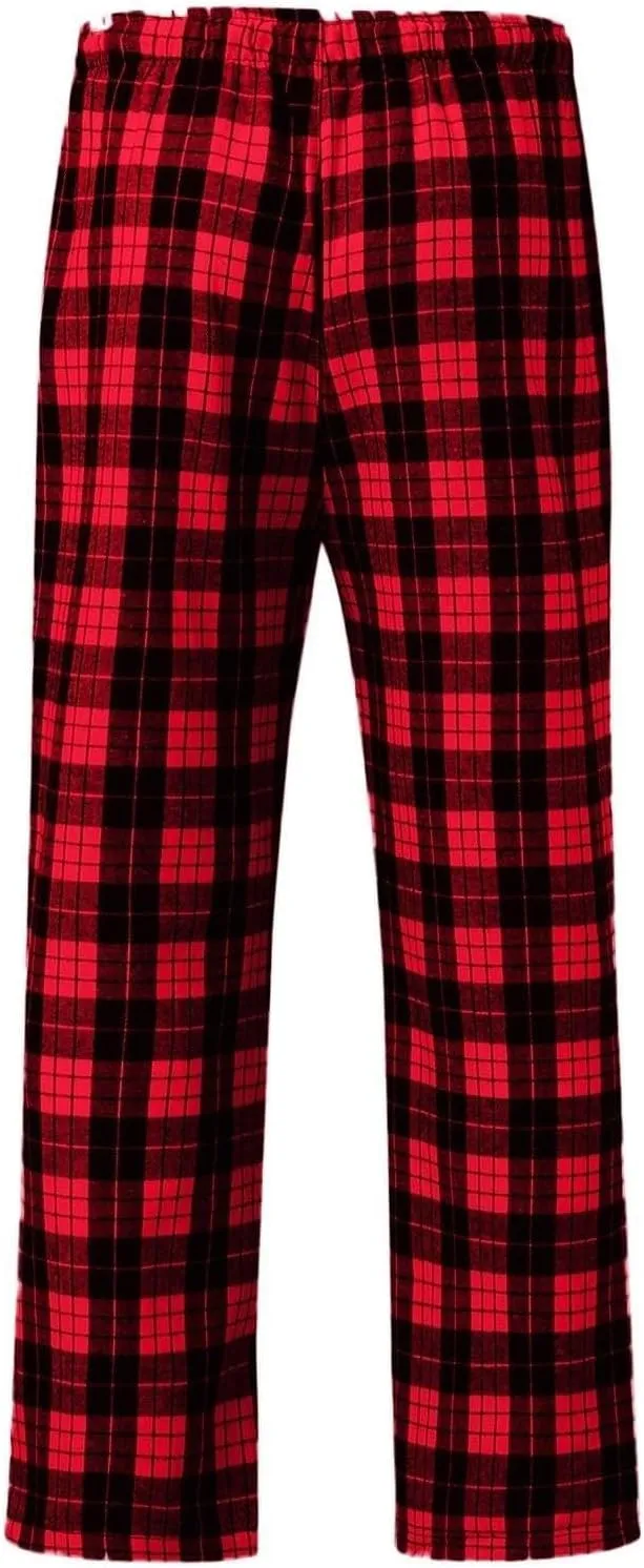 Mens Flannel Plaid Pajama Pants,Casual Loose Wide Leg Sleep Lounge Long Pants Comfy Soft Trousers with Pockets