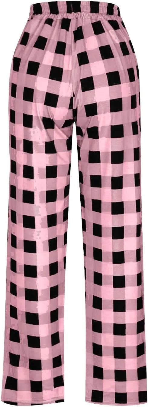Mens Flannel Plaid Pajama Pants,Casual Loose Wide Leg Sleep Lounge Long Pants Comfy Soft Trousers with Pockets