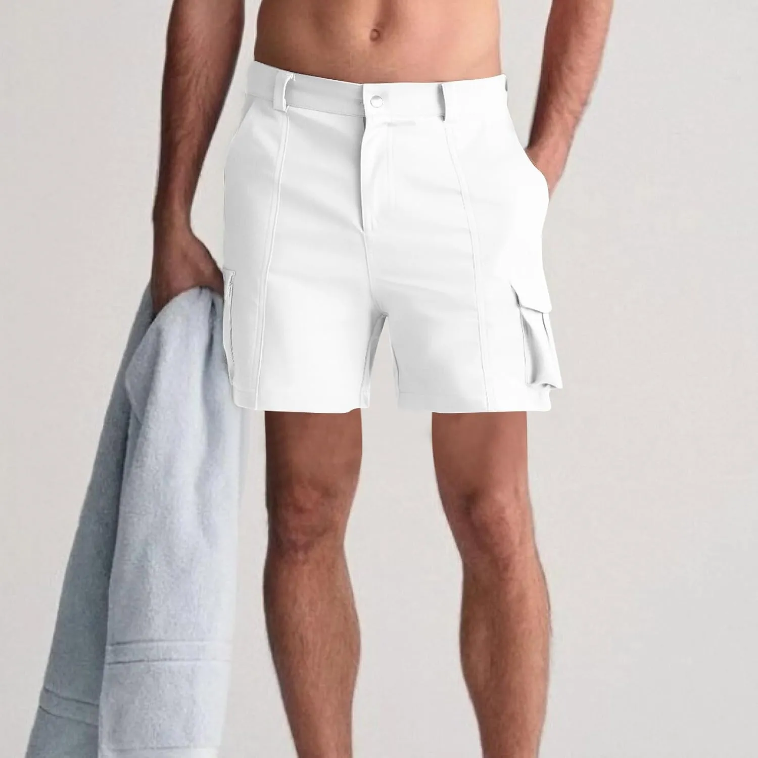 Mens Hiking Shorts Casual Golf Shorts Lightweight Fishing Shorts Elastic Waist Shorts Summer Stretch Cargo Shorts