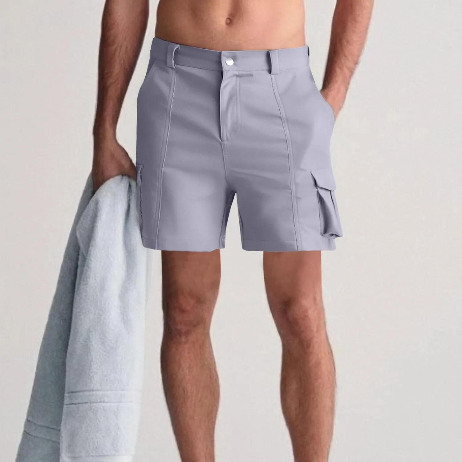 Mens Hiking Shorts Casual Golf Shorts Lightweight Fishing Shorts Elastic Waist Shorts Summer Stretch Cargo Shorts