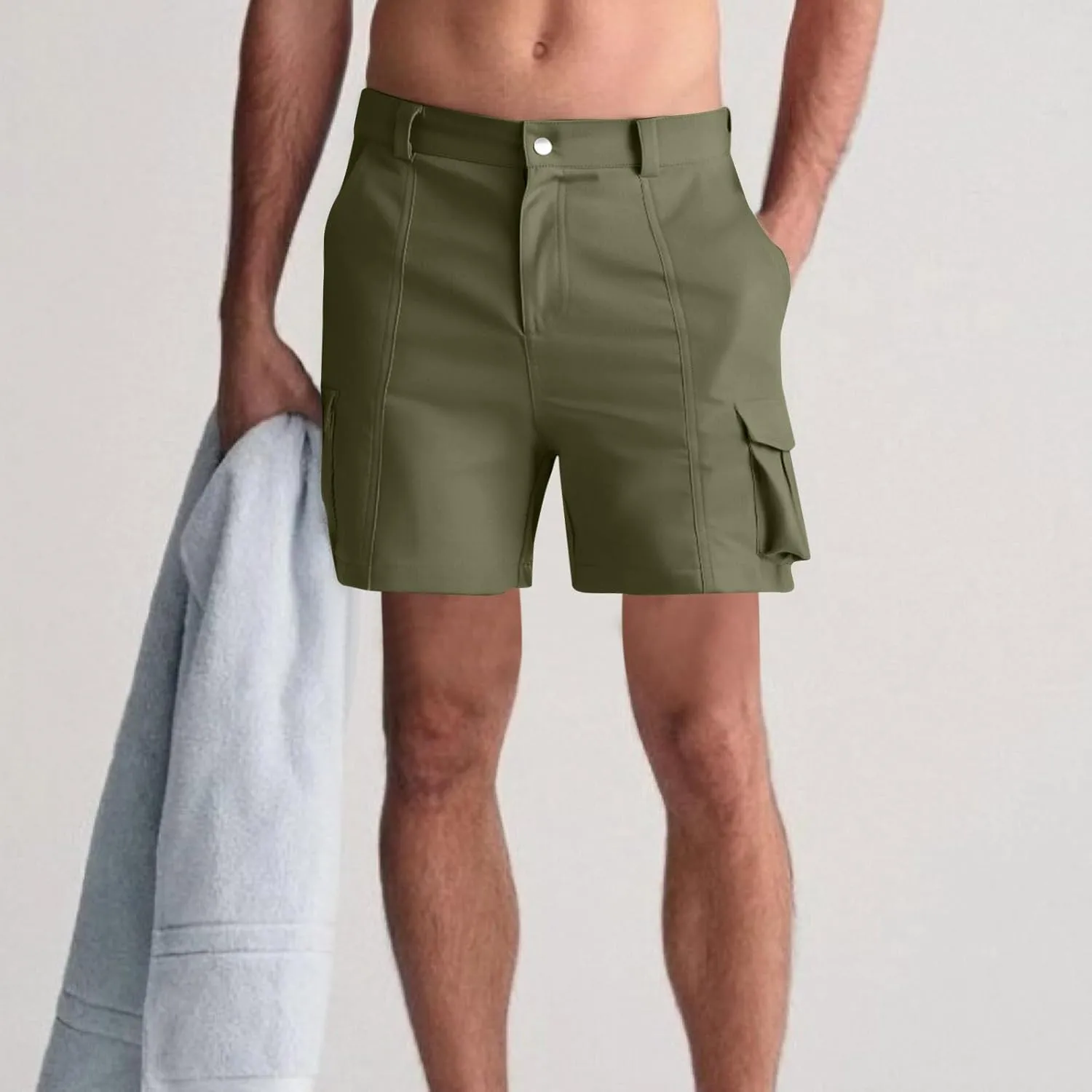 Mens Hiking Shorts Casual Golf Shorts Lightweight Fishing Shorts Elastic Waist Shorts Summer Stretch Cargo Shorts