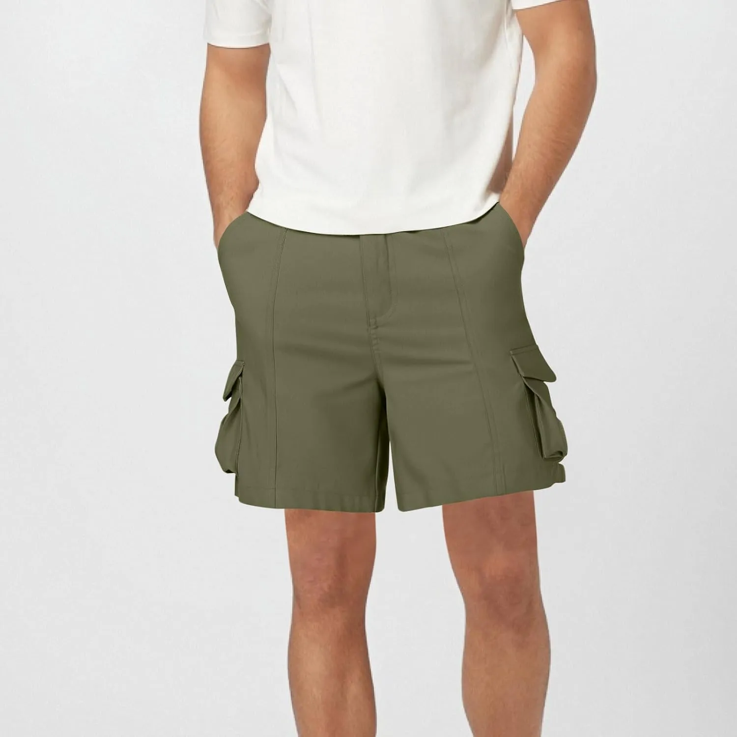 Mens Hiking Shorts Casual Golf Shorts Lightweight Fishing Shorts Elastic Waist Shorts Summer Stretch Cargo Shorts