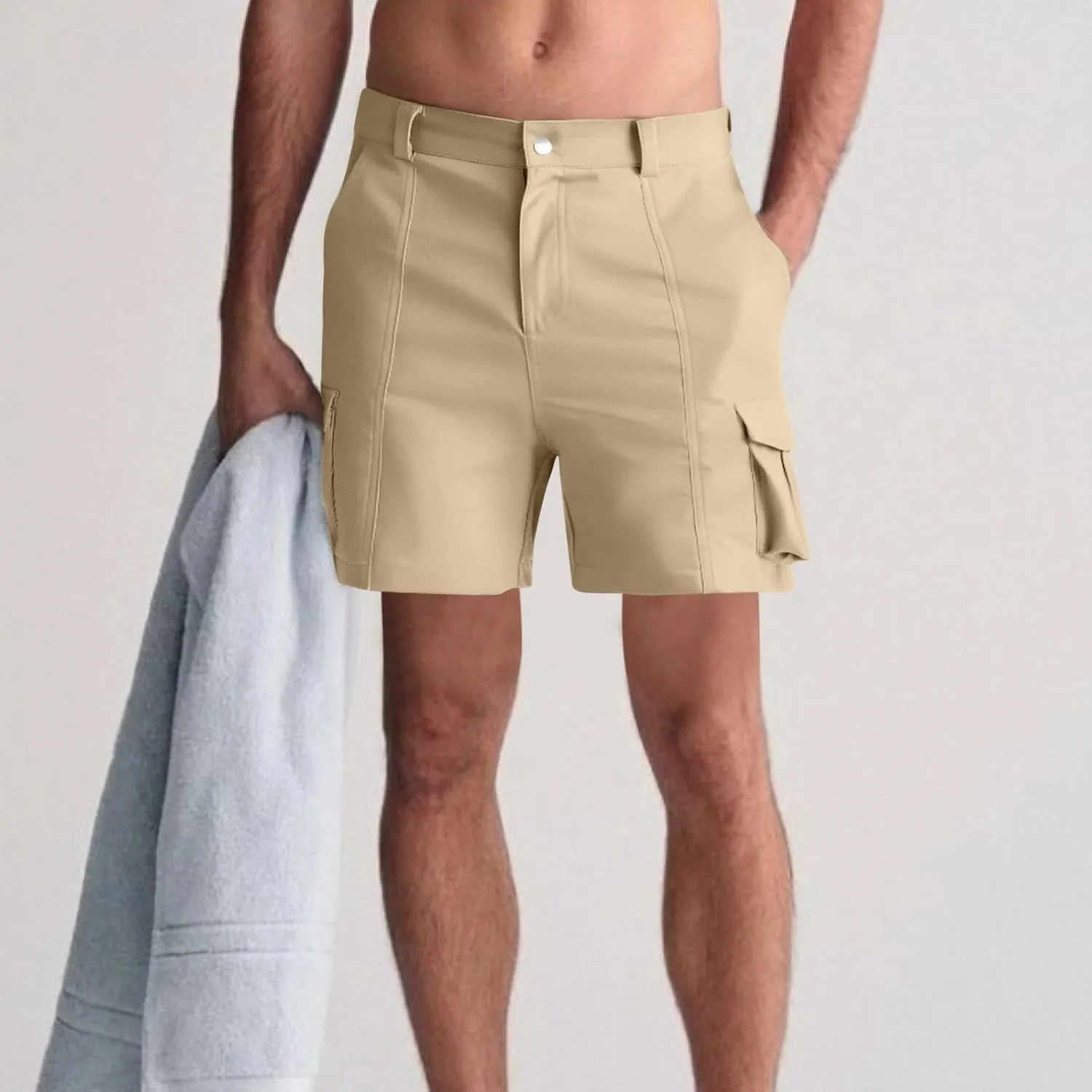 Mens Hiking Shorts Casual Golf Shorts Lightweight Fishing Shorts Elastic Waist Shorts Summer Stretch Cargo Shorts