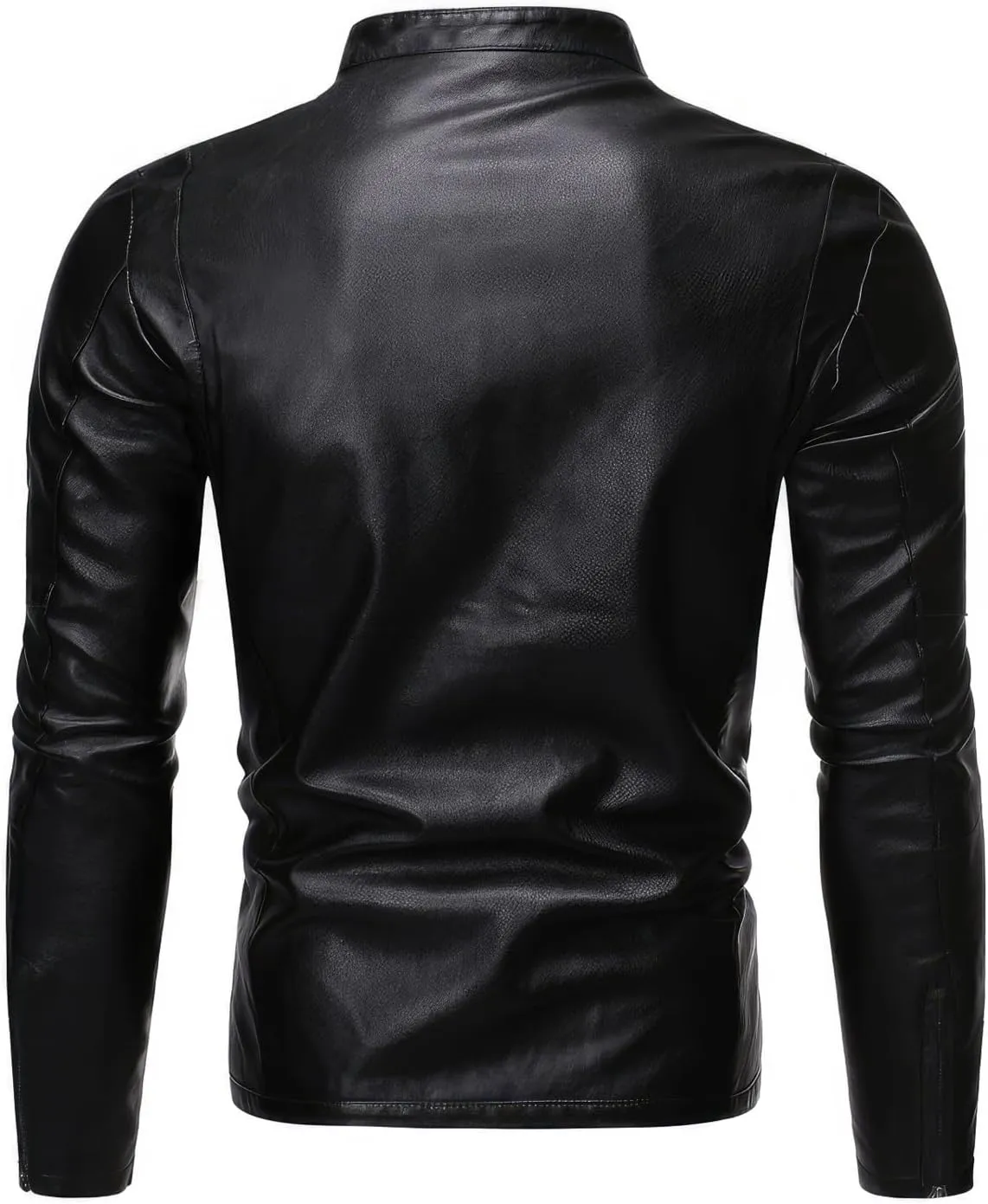 Men's Iconic Caf Racer Cross Zip Real Sheepskin Black Biker Leather Jacket Moto Riding Asymmetric Winter Brando Coat