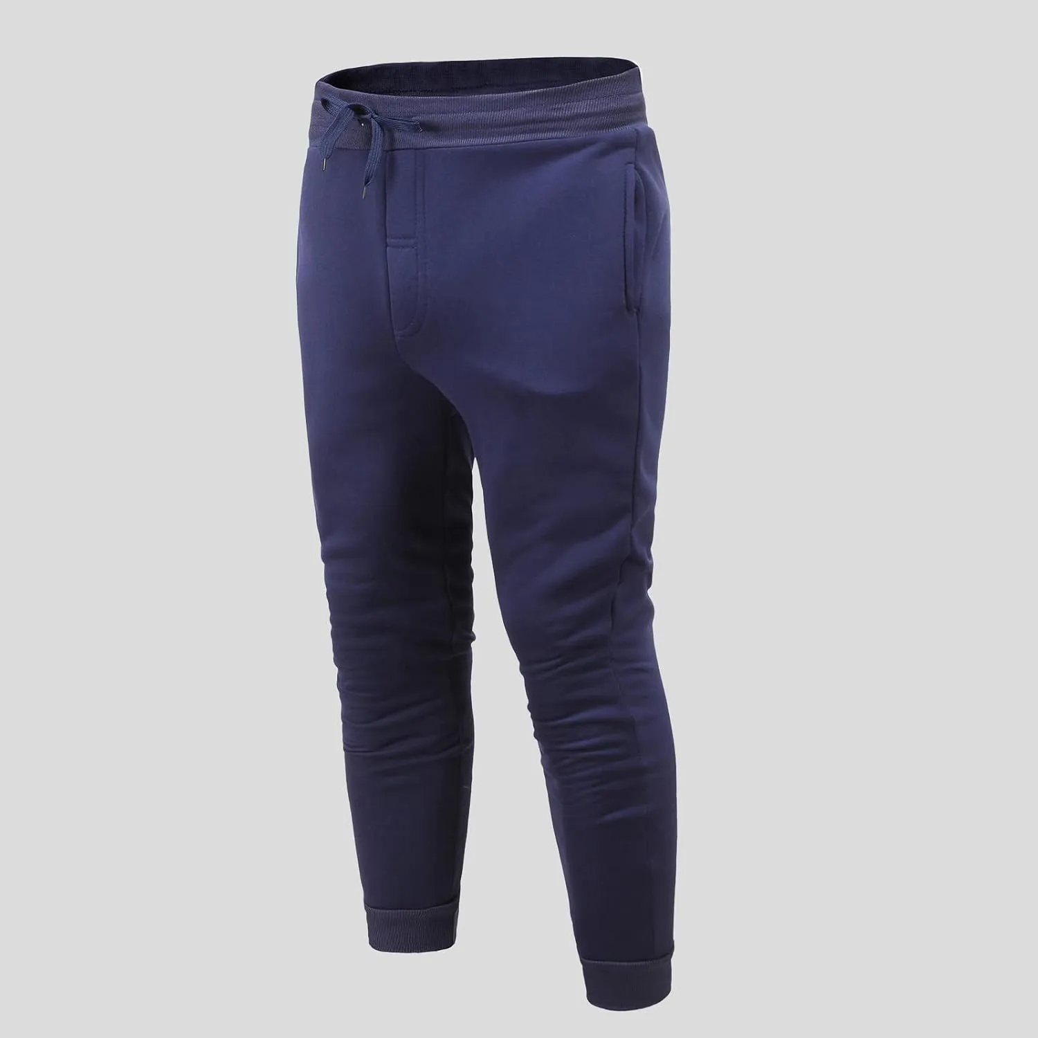 Mens Jeans Pants Relaxed Fit Cuffed Ankle Elastic Waist Hiking Pants Baggy Workout Pants