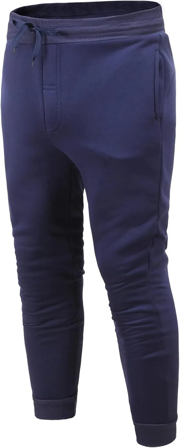 Mens Jeans Pants Relaxed Fit Cuffed Ankle Elastic Waist Hiking Pants Baggy Workout Pants