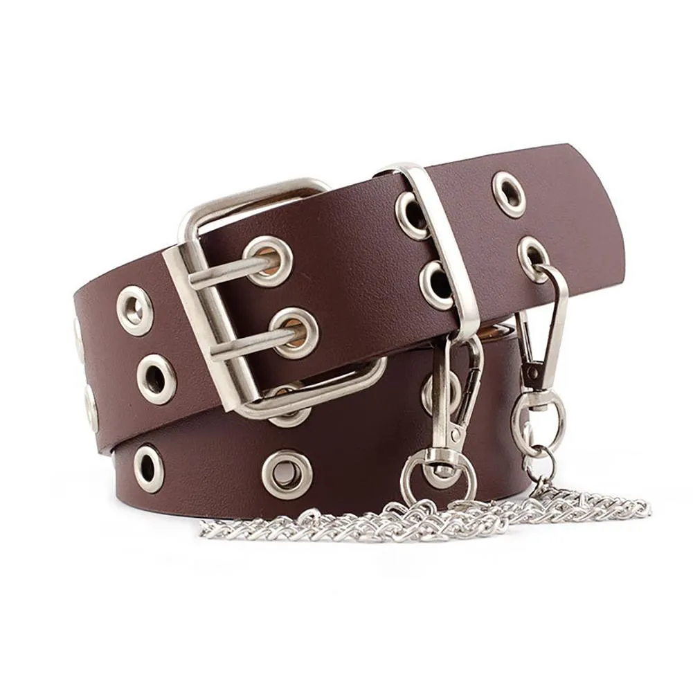 Men's Leather Belt With Chain