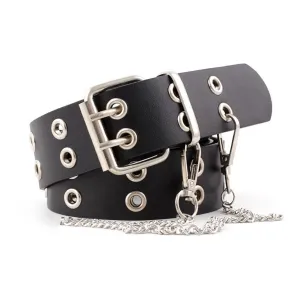 Men's Leather Belt With Chain