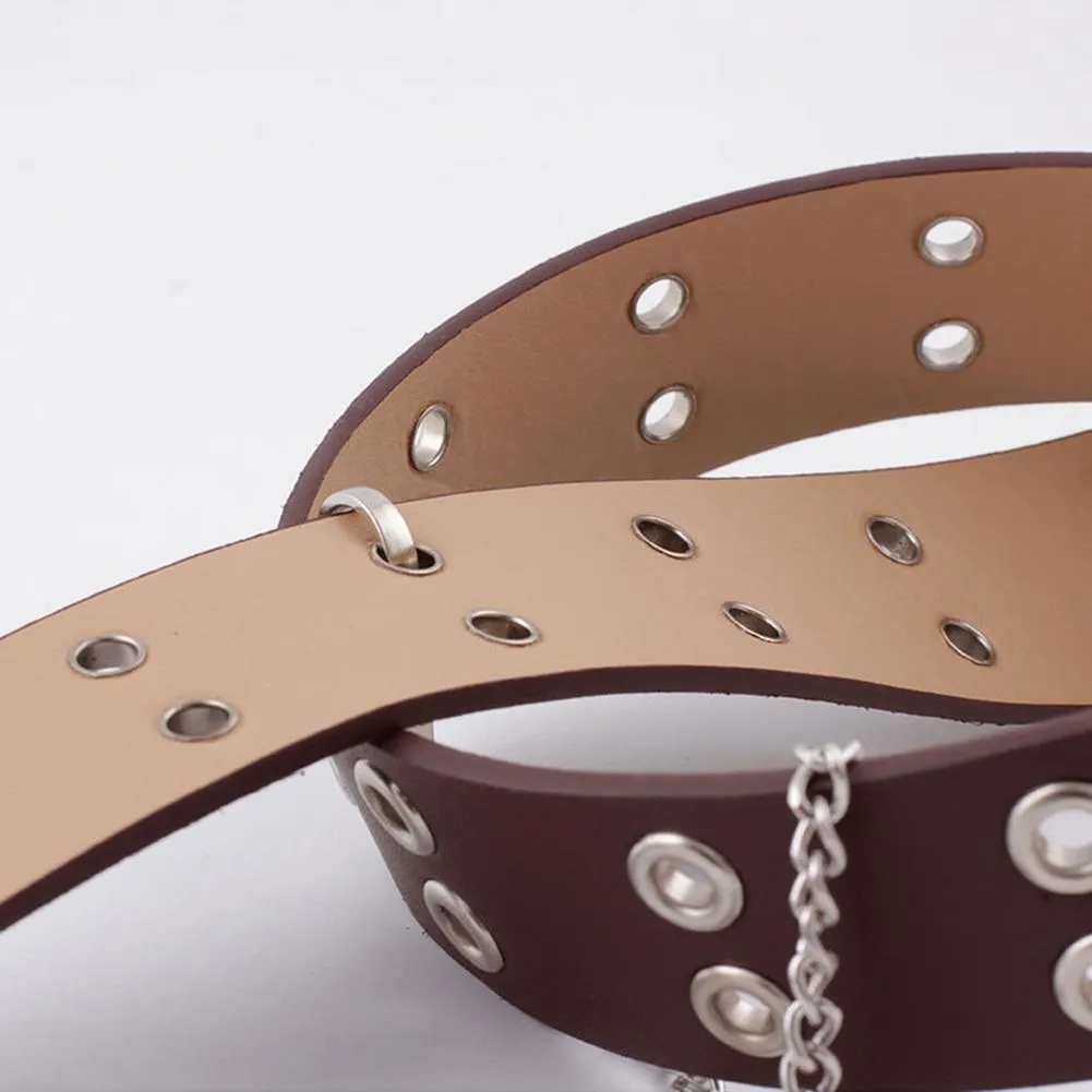 Men's Leather Belt With Chain