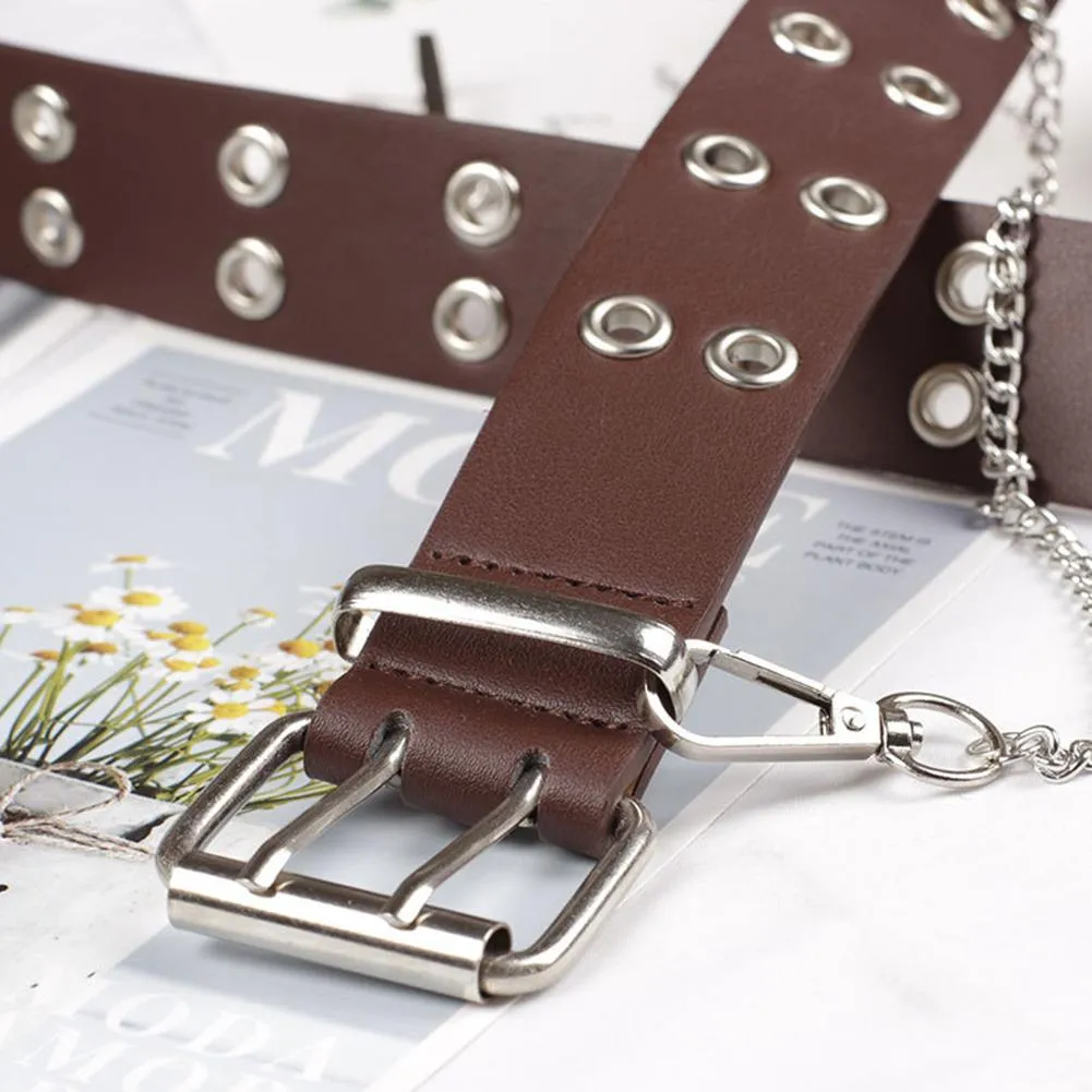 Men's Leather Belt With Chain