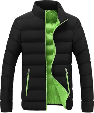 Men's Lightweight Puffer Jacket Packable Down Coat Stand Collar Quilted Jacket Slim Fit Insulated Jacket Winter Outwear