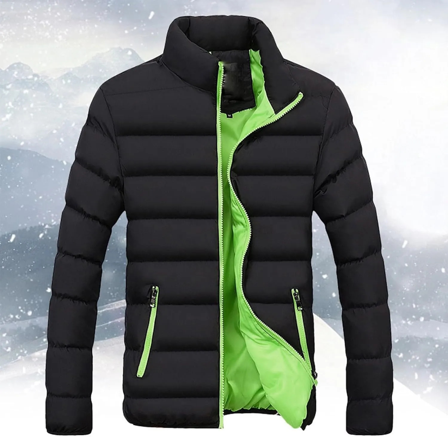 Men's Lightweight Puffer Jacket Packable Down Coat Stand Collar Quilted Jacket Slim Fit Insulated Jacket Winter Outwear
