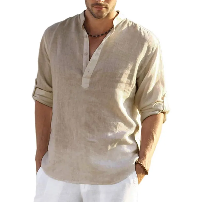 Men's Linen Long Sleeve Shirt Loosefit