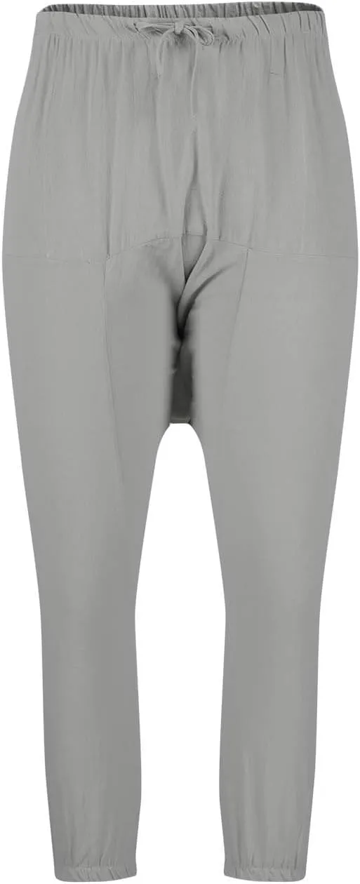 Men's Linen Pants Casual Pants Relaxed-Fit Beach Pants Summer Trousers Drawstring Elastic Waist Pants