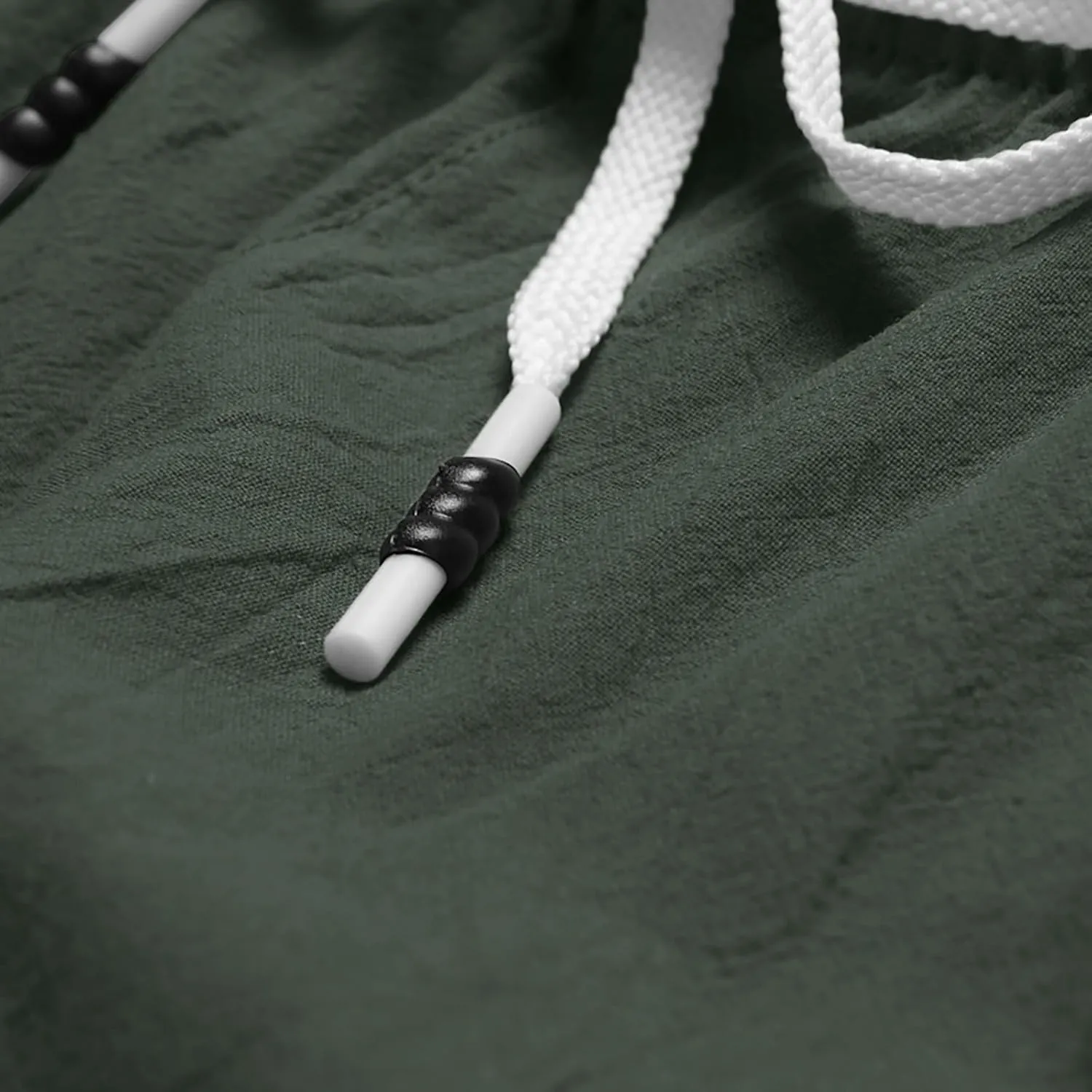 Men's Linen Summer Shorts Elastic Waist Drawstring Summer Beach Shorts