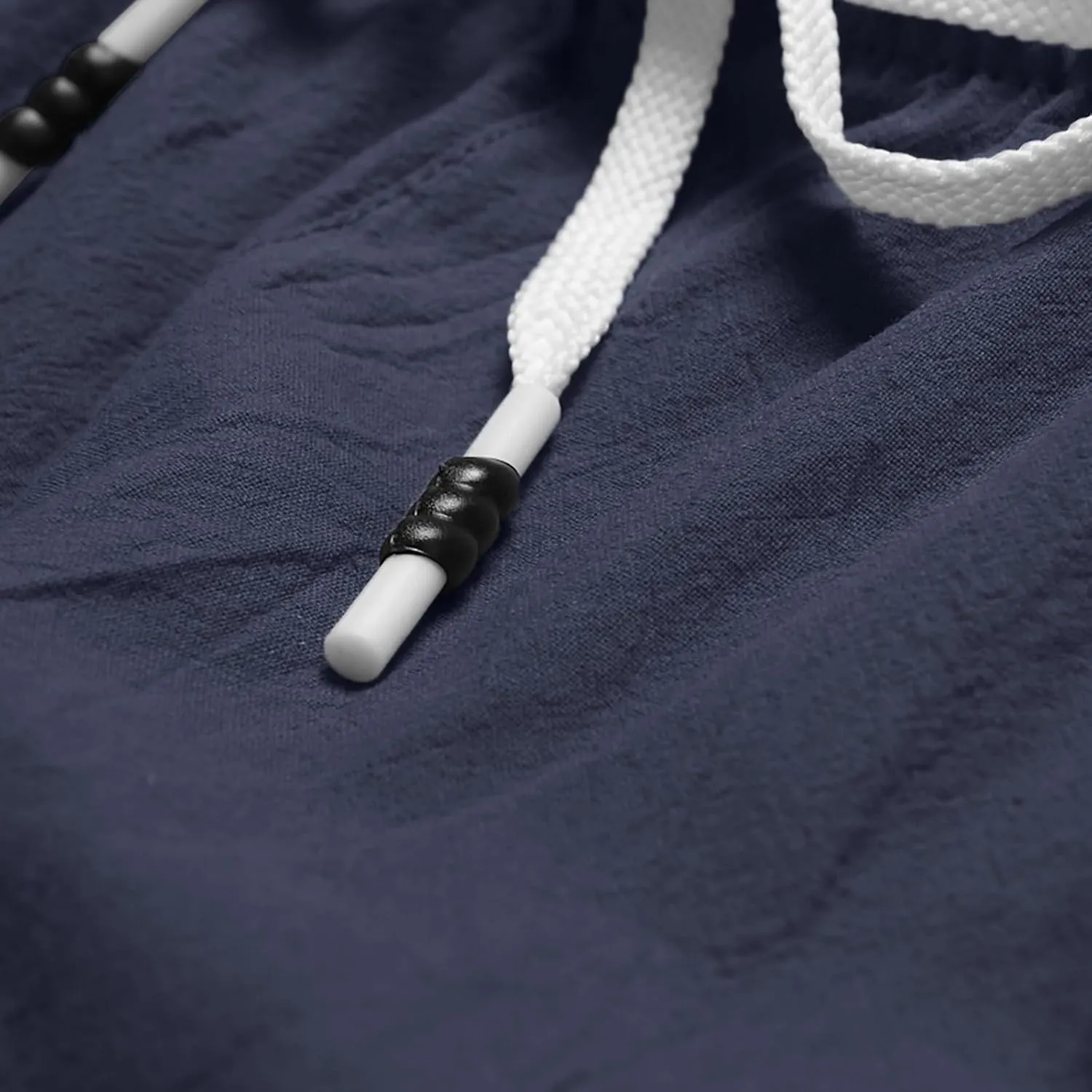 Men's Linen Summer Shorts Elastic Waist Drawstring Summer Beach Shorts
