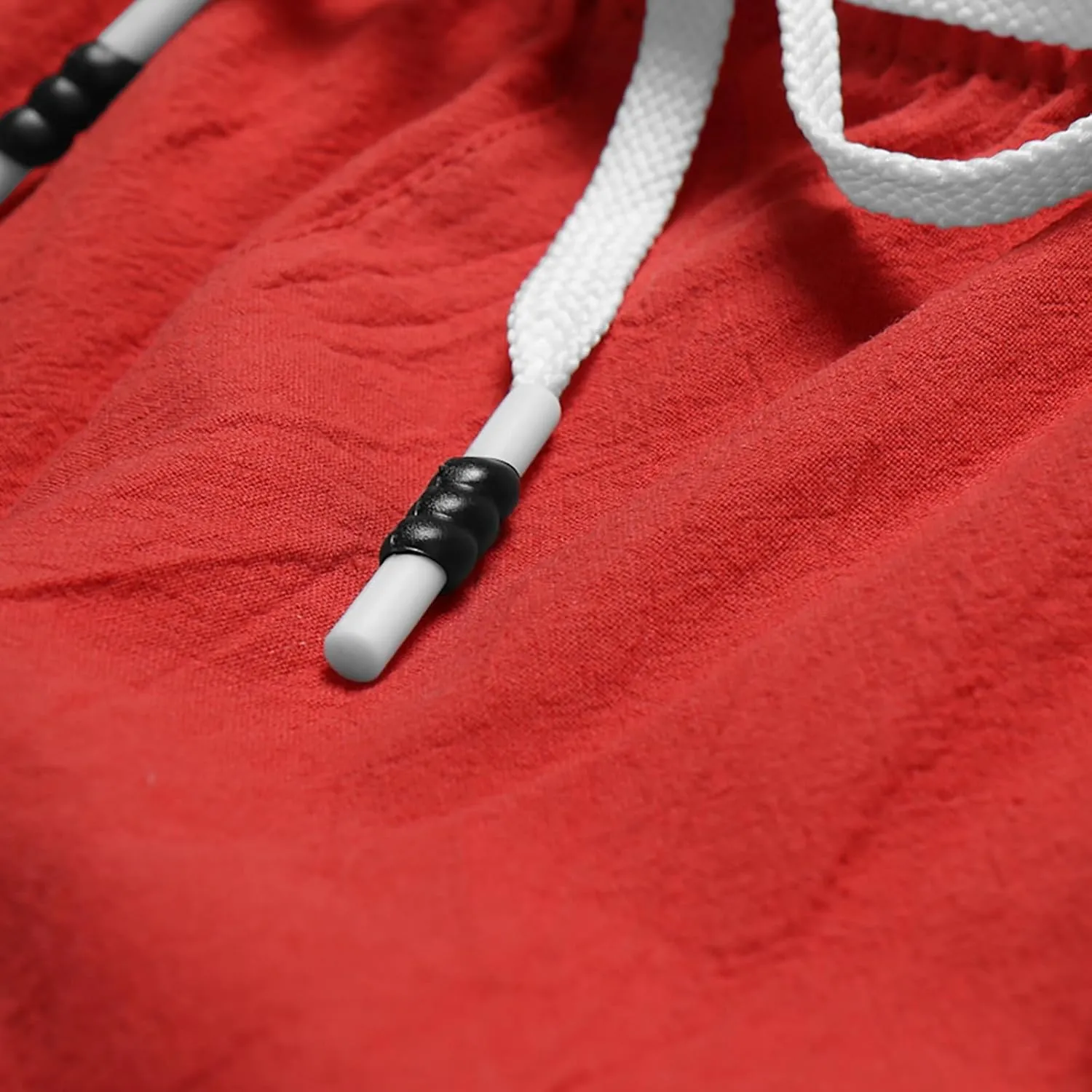Men's Linen Summer Shorts Elastic Waist Drawstring Summer Beach Shorts